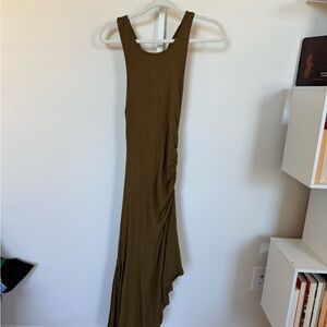 Olive Green Sleeveless asymmetrical Dress